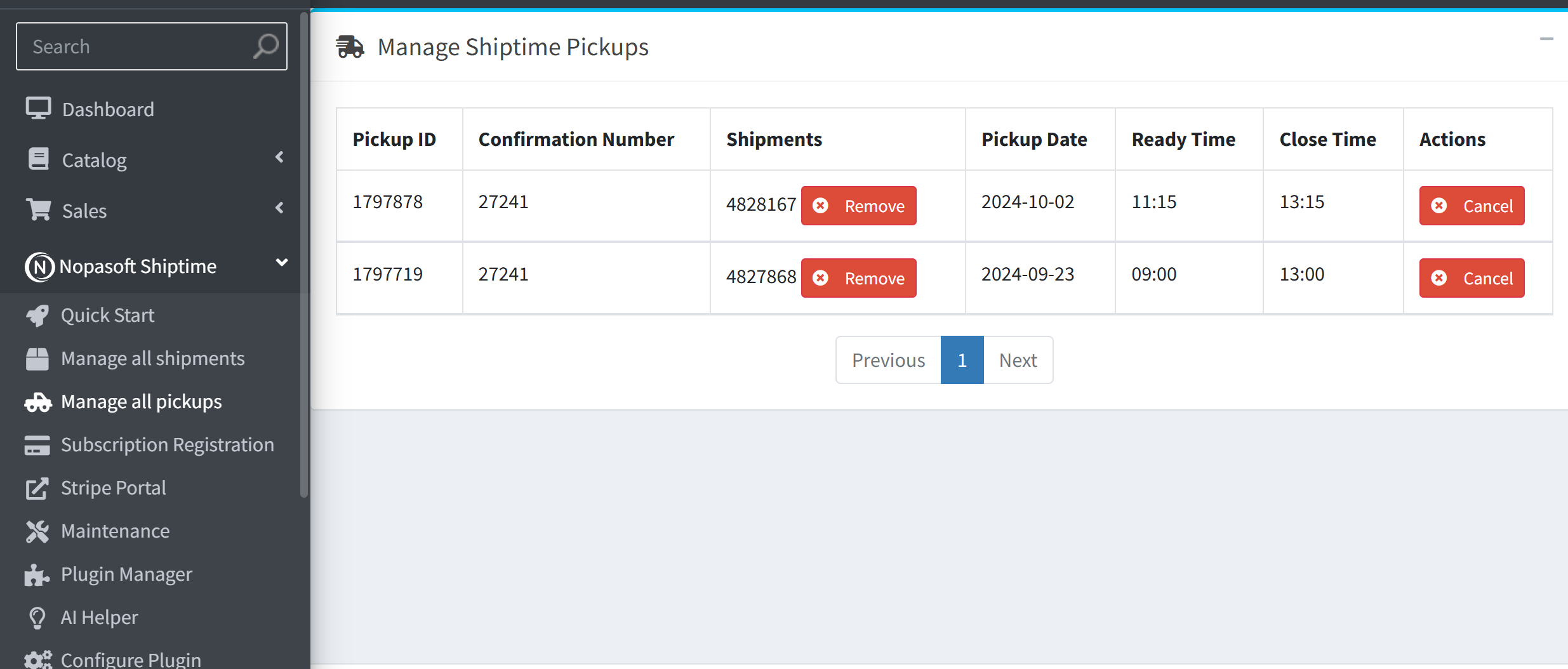 Manage Pickups | Nopasoft Shiptime Connector Manage Shipment Pickups Easily with Nopasoft Shiptime Connector